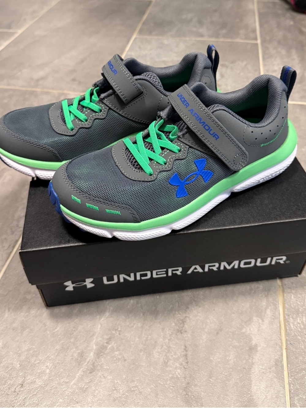 Under Armour Kids' Gray & Green Athletic Sneakers